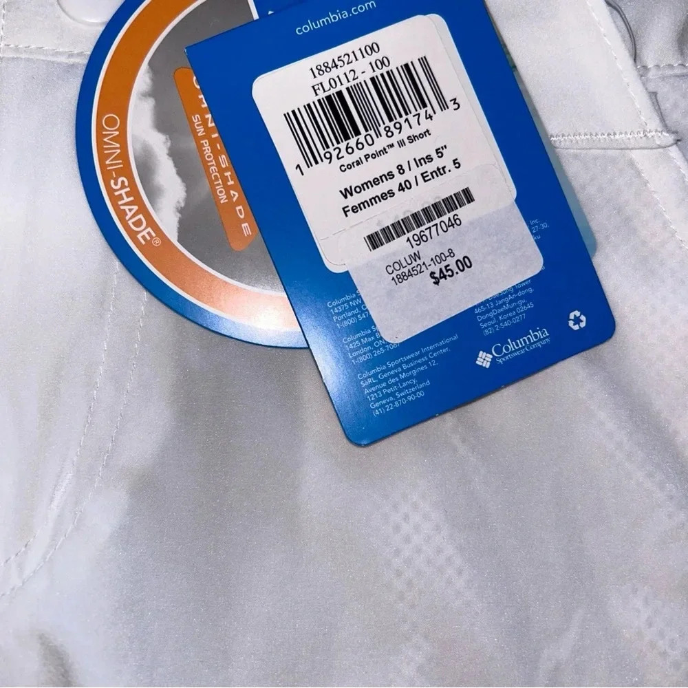 Columbia Coral Point III 5” White Shorts Hiking Outdoors Fishing - Picture 5 of 6